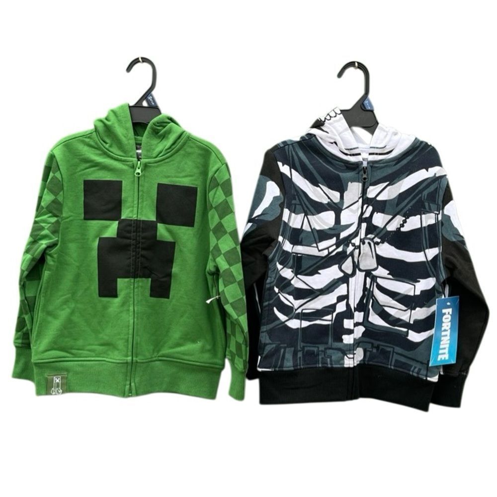 Boys Fortnite & Minecraft Licensed Cosplay Hoodie Jacket 2-Pack Size XS